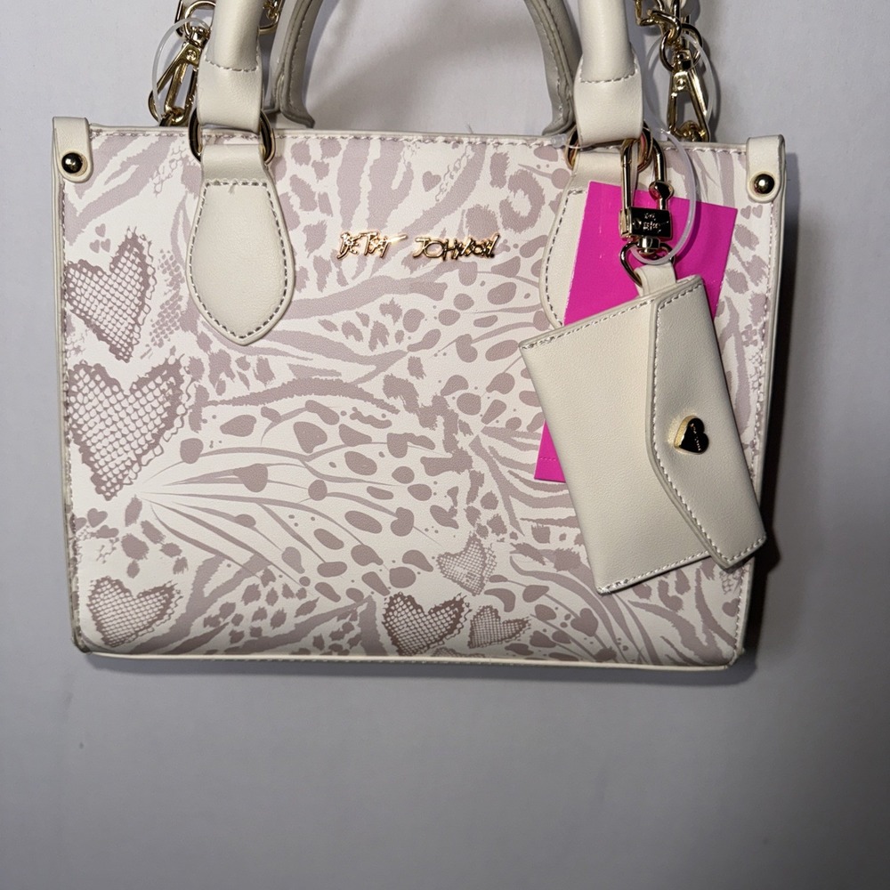 BETSEY JOHNSON Womens NWT Crossbody Satchel Top-Handle Bag/Card Case/Wide Strap